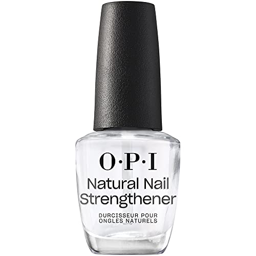 OPI Natural Nail Strengthener, Vegan Formula, Infused with Vitamin A and E, Helps Prevent Discoloration, Strengthens Nails, Clear, 15mL
