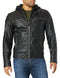 GUESS Men's Faux Leather Hooded Moto Jacket, Black, Medium
