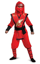 Disguise Kai Costume for Kids, Deluxe Lego Ninjago Legacy Themed Children's Character Jumpsuit, Child Size Small (4-6), Red & Black (105409L)