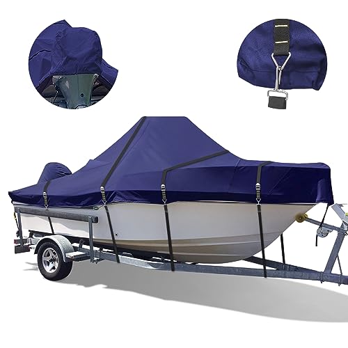 Zenicham 900D Center Console Boat Cover - Heavy Duty Boat Cover for Center Console Boat, Waterproof Trailerable Boat Cover, Boat Cover Fits 16' - 18.5', Beam Width Up to 98'' W, Navy