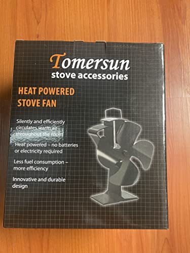 TOMERSUN 4 Blades Stove Fan Heat Powered Wood/Log Burner Fan Eco Friendly Heat Circulation for Wood/Log Burner/Fireplace