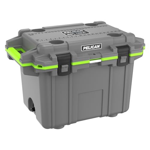 Pelican Elite IM Wheeled Cooler, 47 Litre Capacity, Dark Grey/Electric Green 50Q-1-DKGRYEGRN