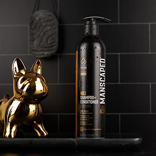 MANSCAPED™ 2 In 1 Shampoo & Conditioner, UltraPremium Formula Infused with Sea Kelp, Coconut Water, Aloe for Nourishing and Hydrating Hair (16 oz)