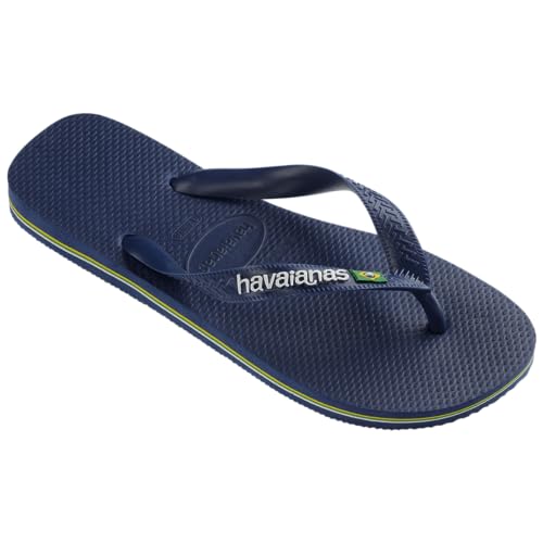 Havaianas Men's Brazil Logo Flip Flop Sandal, Navy Blue, 9-10