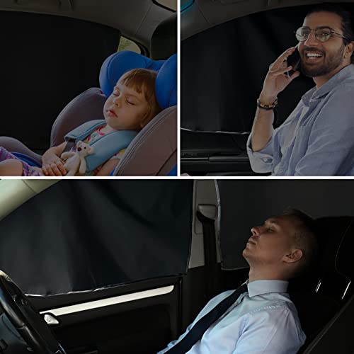 MERTTURM Car Sun Shade for Side Window, Premium Magnetic Car Curtain to Block Over 99% UV RAYS & HEAT, Car Window Shades for Baby/Kid/Pet, Easy to Install, Universal Fit SUV Truck, Front Window[2PACK]