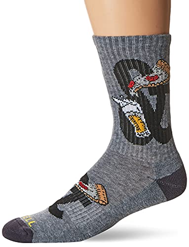 K. Bell Socks mens Food and Drink Casual Novelty Crew Socks, Pizza & Beer (Charcoal Heather), Shoe Size: 6-12