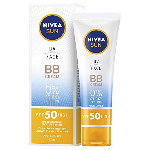 NIVEA SUN UV Face BB Cream Tinted Face Sunscreen SPF50 (50ml), Tinted Face Sunscreen for Daily Use with SPF50, Immediate UVA/UVB Protection, Non-Greasy Sunscreen for Face