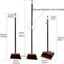 (Orange Broom and Dustpan) - TreeLen Dust Pan and Broom/Dustpan Cleans Broom Combo with 100cm Long Handle for Home Kitchen Room Office Lobby Floor Use Upright Stand up Dustpan Broom Set