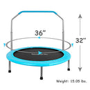 SereneLife Portable & Foldable Trampoline - 40" in-Home Mini Rebounder with Adjustable Handrail, Fitness Body Exercise, Springfree Safe for Kids - SLELT403
