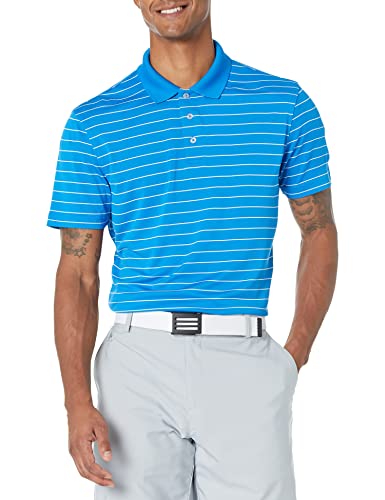 Amazon Essentials Men's Slim-Fit Quick-Dry Golf Polo Shirt, Metallic Blue Stripe, Medium