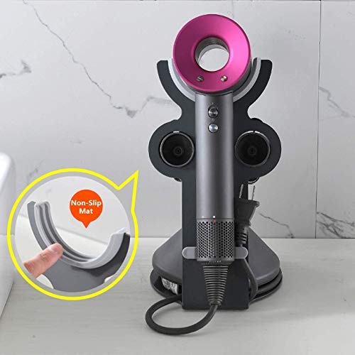 Hair Dryer Stand Hair Dryer Holder Supersonic, Magnetic Stand Holder with Power Plug Cable Organizer, Aluminum Alloy Bracket, Bathroom Organizer Supersonic Hair Dryer, Diffuser and Nozzles