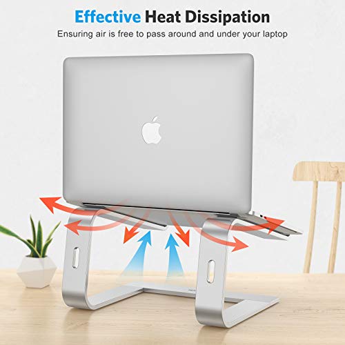 Laptop Stand, OMOTON Detachable Laptop Mount, Aluminum Laptop Holder Stand for Desk, Compatible with MacBook Air/Pro, Dell, HP, Lenovo and All Laptops (11-16 inch), Silver