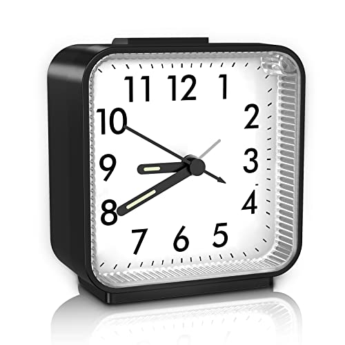 ORIA Silent Alarm Clock, Small Analog Quartz Clock, Battery Operated Desk Clock with Snooze, Luminous Funtion, No Ticking, Easy Set for Student/Elder, Perfect for Office, School, Bedroom, Trip, etc