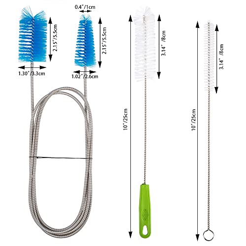 3 Pcs Flexible Drain Brush,DanziX 67" Double Ended Stainless Steel Long Pipe Cleaners with 2 Pcs 10-inch Straw Cleaning Brush for Fish Tank,Hose/Glass Tube,Shower Sink Drain,Home Kitchen