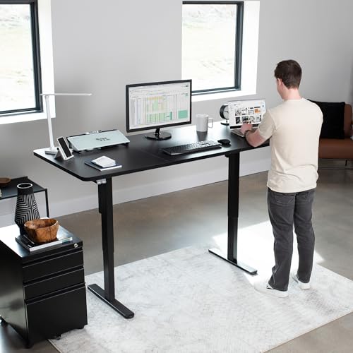 VIVO Electric Stand Up Desk Frame Workstation, Single Motor Ergonomic Standing Height Adjustable Base with Simple Controller, Black, DESK-V100EB