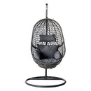 Gardeon Outdoor Egg Swing Chair Rattan Black Garden Bench Hanging Seat, Patio Baconly Furniture Chairs, with Cushions Stand Wicker Basket Water Resistant 150kg Capacity