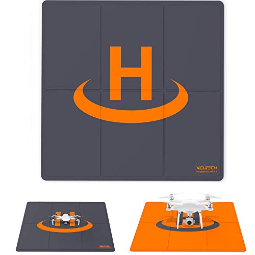 2021 VCUTECH Drone Landing Pad Pro Fast-Fold Double-Side Waterproof 25 inch(65cm) Compatible with DJI Mavic Air 2, Mavic Mini 2, Mavic 2 Pro/Zoom, DJI FPV, Drone Accessories(Black)