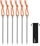Tentock Titanium Tent Stakes 6pcs/Pack Ultralight Tarp Nails Hammock Pegs for Hard Ground Rock Granite with Reflective Loop (16.5CM)