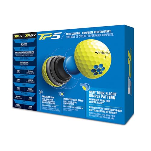 Taylor Made TP5 Golf Balls 5 Piece 2021 Model N0803001 Yellow