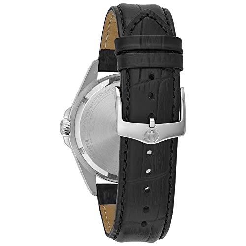 Bulova Men's Quartz Stainless Steel and Black Leather Dress Watch (Model: 96B257)