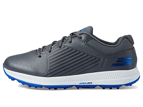 Skechers Men's Elite 5 Arch Fit Waterproof Golf Shoe Sneaker, Gray/Blue, 13 Wide