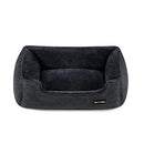 Feandrea PGW010G01 Dog Bed Linen Look Dog Basket Raised Edges Non-Slip Backing Removable Washable Cover M for Small Dogs 70 x 55 x 21 cm Dark Grey