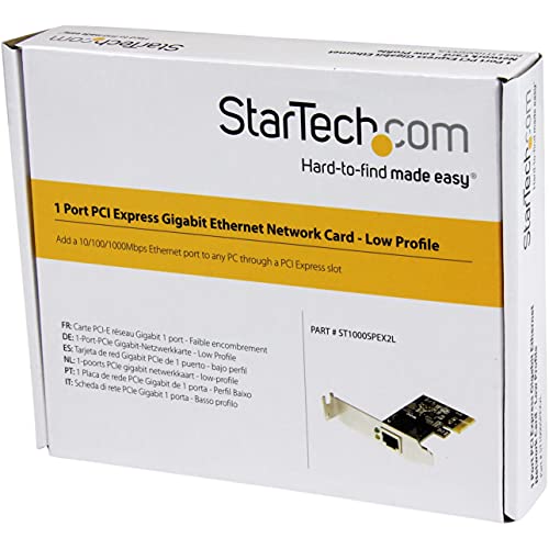 StarTech.com Low Profile 1-Port PCI Express PCIe Gigabit NIC Server Adapter Network Card (ST1000SPEX2L)