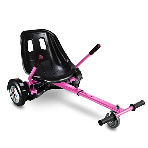 LJX Hoverboard Seat Attachment, Go Kart, Hoverboard Accessories for 6.5” 8” 10” Hoverboard, Wider Seat, Suitable for All Ages (Pink)