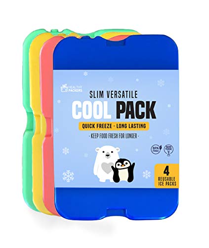 [New] Ice Packs for Lunch Box - Freezer Packs - Original Cool Pack | Slim & Long-Lasting Ice Pack for Your Lunch or Cooler Bag (4pk)