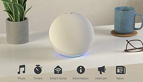 Echo (4th Gen) | With premium sound, smart home hub, and Alexa | Glacier White