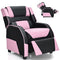 Kids Recliner Chair, Adjustable Recliner Sofa w/Footrest, Headrest & Lumbar Support, w/ Padded Seat, Ergonomic PU Leather Children Armchair for Living & Gaming Room, Racing Style Kids Lounge Couch for Boys & Girls Gift, Pink & Black