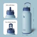 BOTTLE BOTTLE Insulated Water Bottle with Straw and Dual-use Lid 1Litre(32oz) Stainless Steel Sports Water Bottles Metal Drink Flask Design for Gym with Pill Box (Blue)