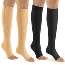 bropite Zipper Compression Socks-2 Pairs Calf Knee 15-20 mmHg Open Toe Compression Socks for Walking,Running,Nurses，Pregnancy, C - Black /Nude, Large-X-Large