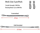 2pcs Bungee Boat Dock Lines 4Feet Black Dockline Mooring Rope Boat PWC Shock Cords for Boats