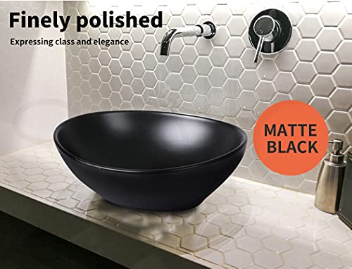 Ceramic Basin Bathroom Sinks Hand Wash Bowl Vanity Above Counter Matte Black