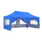 Leisurelife Outdoor Pop Up 10'x20' Party Tent with Sidewalls 6 PCS - Folding Commercial Gazebo Canopy Tent Blue with Wheeled Carry Bag