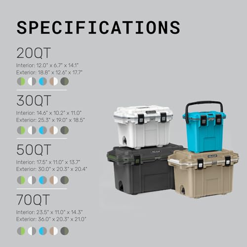 Pelican Elite IM Wheeled Cooler, 47 Litre Capacity, Dark Grey/Electric Green 50Q-1-DKGRYEGRN