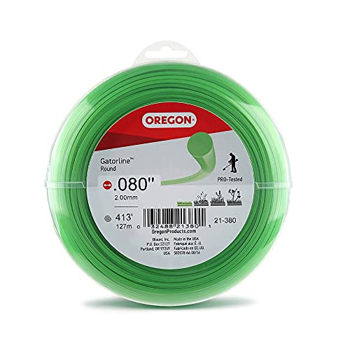 Oregon Gatorline 1-Pound Round String Trimmer Line, 080-inches x 413-feet – Fits Most Trimmer Types (21-380), Green