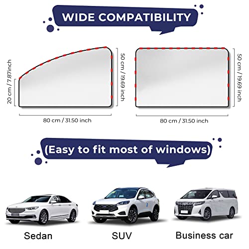 MERTTURM Car Sun Shade for Side Window, Premium Magnetic Car Curtain to Block Over 99% UV RAYS & HEAT, Car Window Shades for Baby/Kid/Pet, Easy to Install, Universal Fit SUV Truck, Front Window[2PACK]