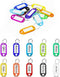 100 Pcs Plastic Key Tags with Label Window, 10 Random Colors Split Ring ID Label Tags for Key Chain Tags, Luggage Tags, Pet Name Tags