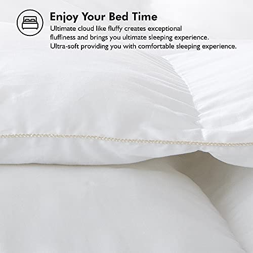 (King) - Luxurious King/California King Size Siberian Goose Down Comforter, 1200 Thread Count 100% Egyptian Cotton 750FP, 1480ml, 1200TC, White Solid