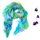 100% Pure Silk Scarf Woman's Scarves Shawl Wrap Hand Painted Silk Scarf, Blue, Green, Pink, Purple, Large