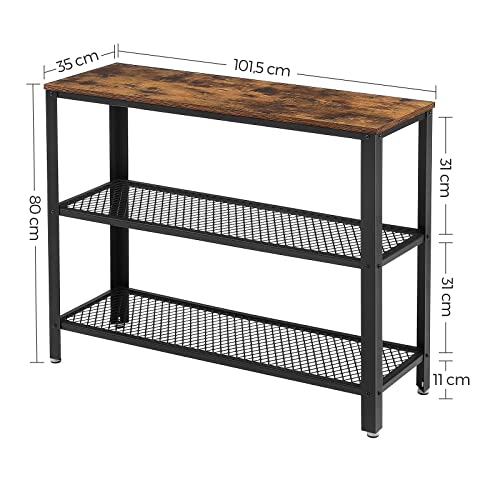 Vasagle Industrial Console Table with 2 Mesh Shelves Rustic Brown and Black