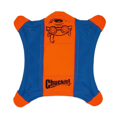 ChuckIt! Flying Squirrel Spinning Dog Toy, (Orange/Blue), Multicolor, Medium (10 in x 10 in) (0511300)