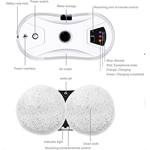 Window Cleaner Robot with Auto Spray, Remote Control, Smart Frame Detect, 3 Routes, 2 Powerful Motors, Glass Robot with 30ML Water Tank, Suitable for Glass Window Tile, Indoor Outdoor