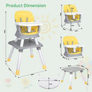 Baby High Chair, Timkos 8 in 1 Convertible Highchair Booster Seat, Building Block Table, Toddler Chair with 5-Point Safety Harness, Removable Tray, Soft PU Cushion (for 7-36 Months Babies)