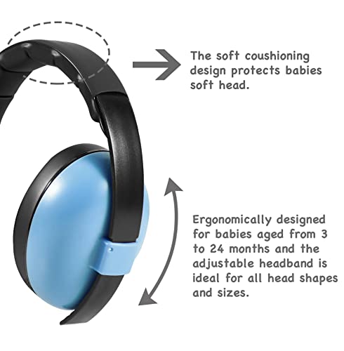 PandaEar Baby Ear Protection Noise Cancelling HeadPhones Ages 0-3 Years | Infant Hearing Protection Earmuffs -Blue