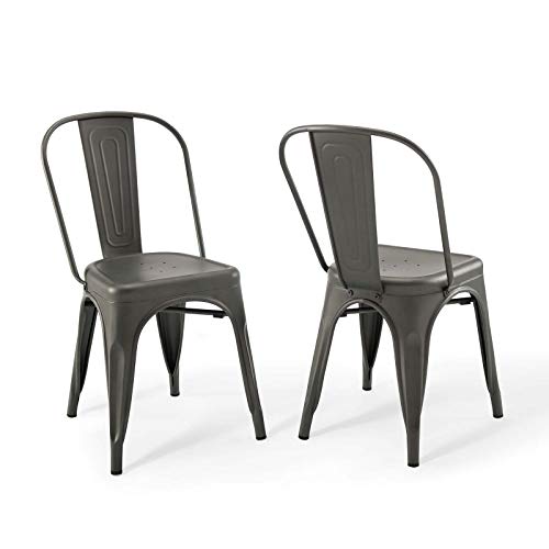 Modway EEI-3859-GME Promenade Bistro Dining Side Chair Set of 2, Gunmetal