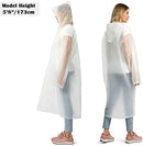 Raincoat, [2 Pack] Portable EVA Rain Coats Reusable Rain Poncho with Hood and Elastic Cuff Sleeves, White (white)