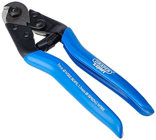 Draper 190mm Wire Rope or Spring Wire Cutter, blue